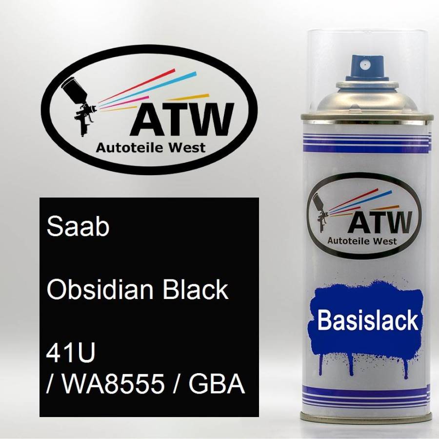 Saab, Obsidian Black, 41U / WA8555 / GBA: 400ml Sprühdose, von ATW Autoteile West.